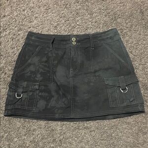 Hot Kiss Black Cargo Mini Skirt with Ring Accents